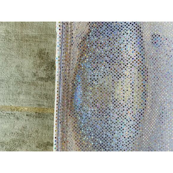 $98 GOLDSHEEP White Shimmer Hologram Full Length Leggings Festival NEW Rave S - Picture 6 of 8